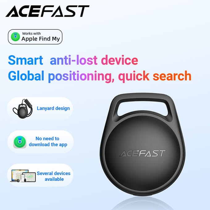 Acefast SmartTag S2 voor iOS Series, Set van 4 stuks, Zwart