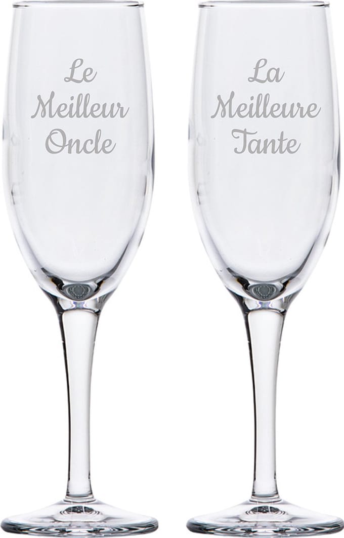 Champagneglas gegraveerd - 16,5cl - Le Meilleur Oncle & La Meilleure Tante