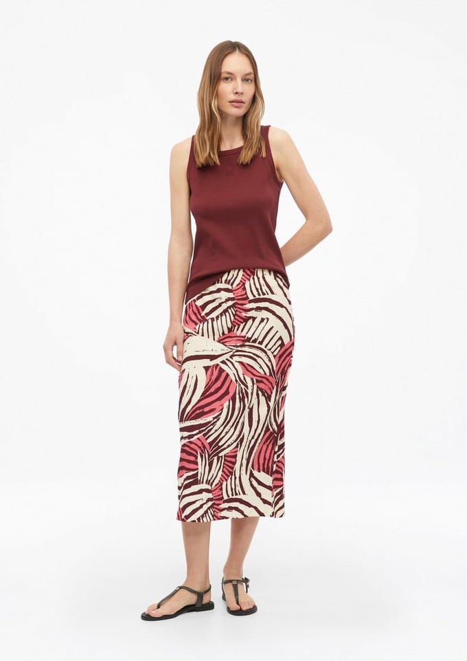 s.Oliver - female - Gestructureerde midirok met split en elastische tailleband