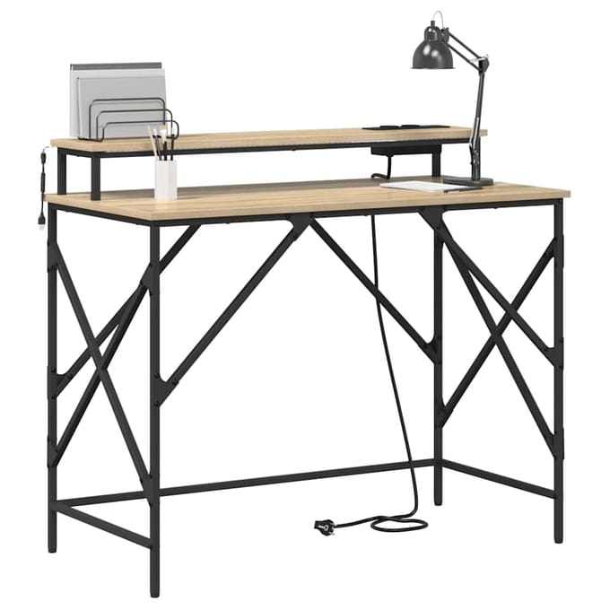 vidaXL - Bureau - Sonoma - Eik - 100 - x - 50 - x - 86,5 - cm - Bewerkt - hout
