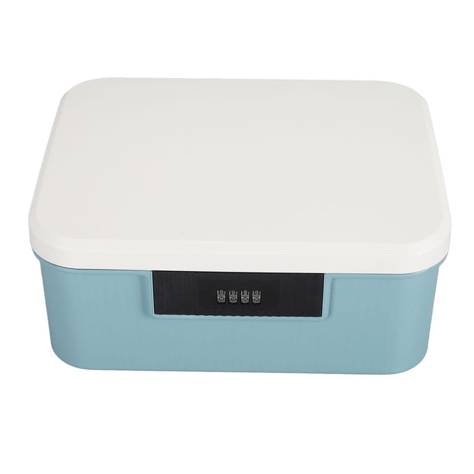 9L Capaciteit Afsluitbare Opbergkoffer voor Bestanden Document Organizer Dubbele Laag Wachtwoordopslag Afsluitbare Doos Sky Lake Blue white