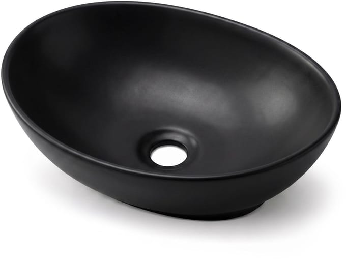 Ovale Wastafel OVALIS 41 cm / Keramische Opbouwwastafel / Mat Zwart