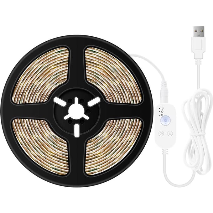 USB Dimbaar LED Strips Licht PIR Bewegingssensor 5m 300LEDs Touwlicht voor TV Computer Desktop 1m wit