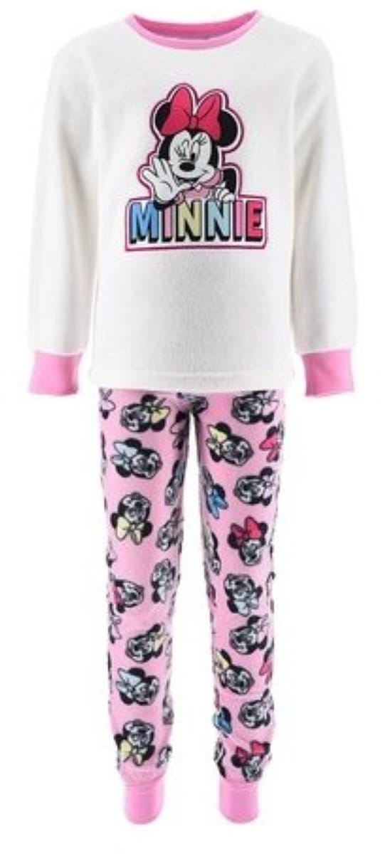 Minnie Mouse pyjama - Maat 98 - Disney - Fleece - Meisjespyjama - Crème met roze