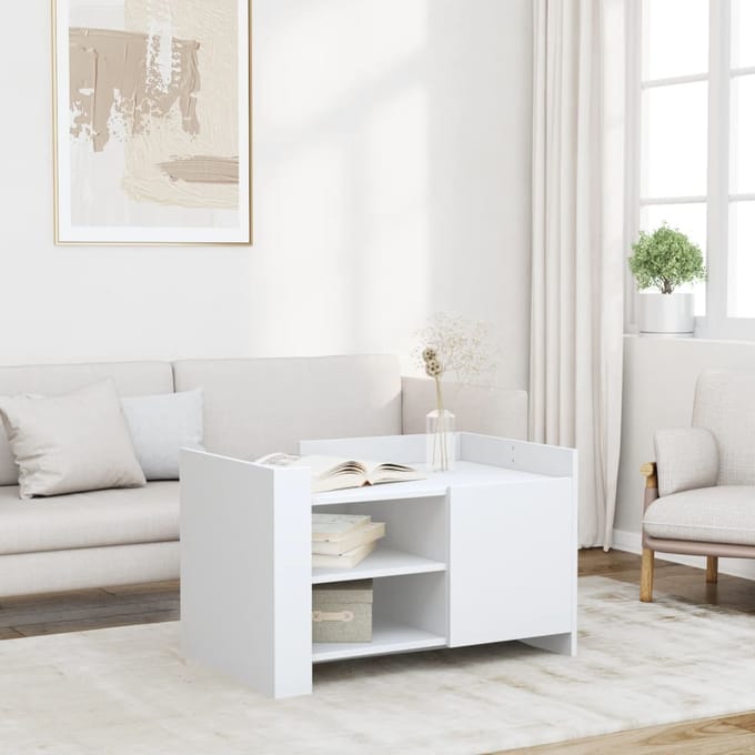 vidaXL - Salontafel - 80x50x50 - cm - bewerkt - hout - wit