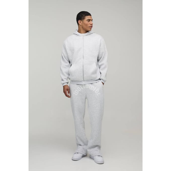 Oversized Worldwide Zip-Through Hooded Trainingspak | Grey Marl | Size Small