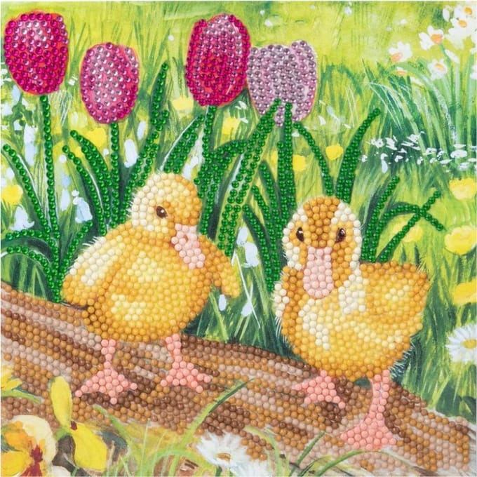 Crystal Card kit diamond painting Spring Chicks 18 x 18 cm