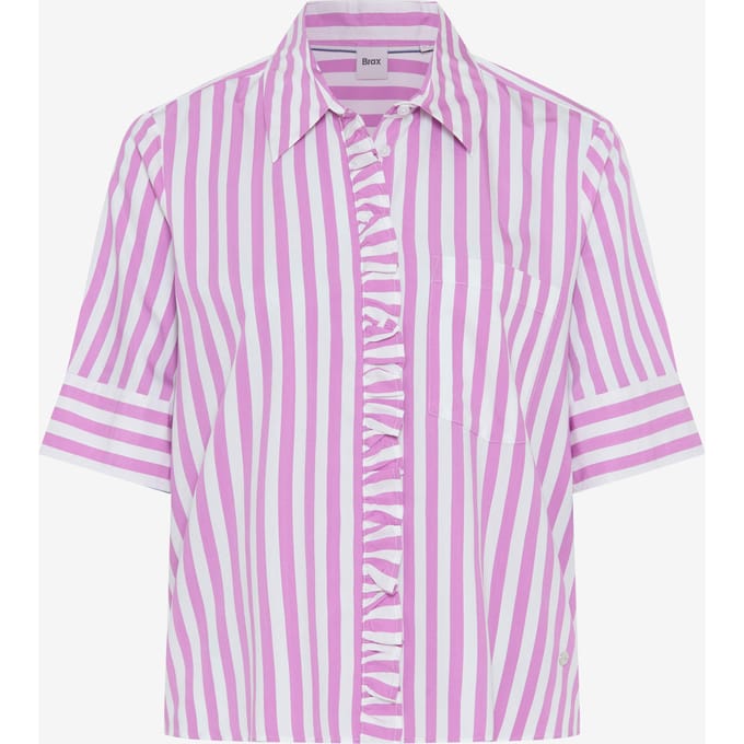 Brax Dames Blouse  Style VICA FRIL bright purple, roze, maat 48