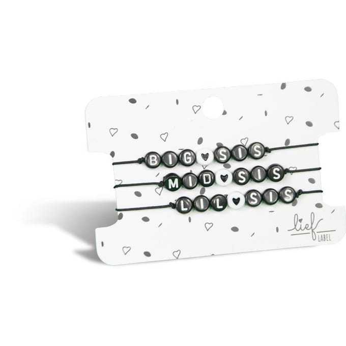 Armbandjes zwart Big, Mid & Lil sis