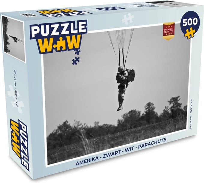 Puzzel Amerika - Zwart - Wit - Parachute - Legpuzzel - Puzzel 500 stukjes