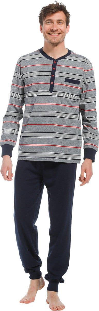Pastunette for Men - Stripes - Pyjamaset - Grijs/Blauw - Maat S