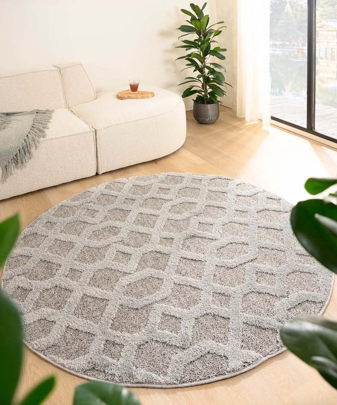 Scandinavisch vloerkleed rond - Fjord Ro grijs 80