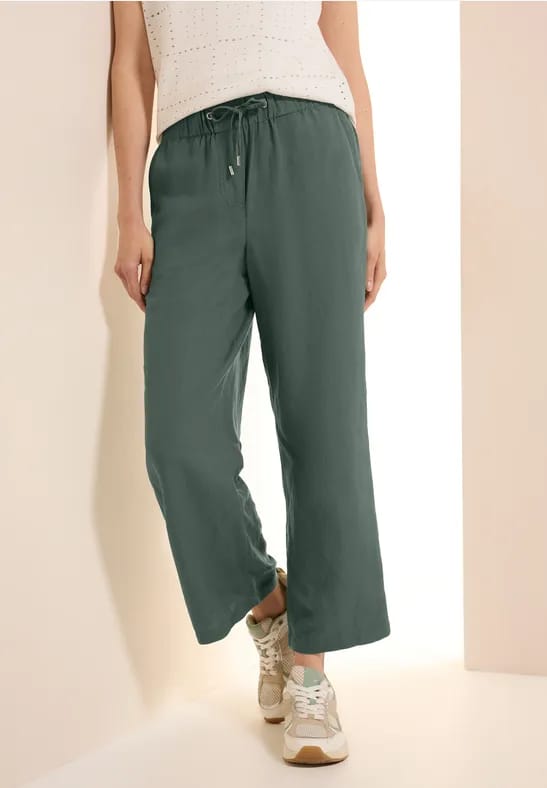 Wide Legs 7/8 broek van linnenmix
