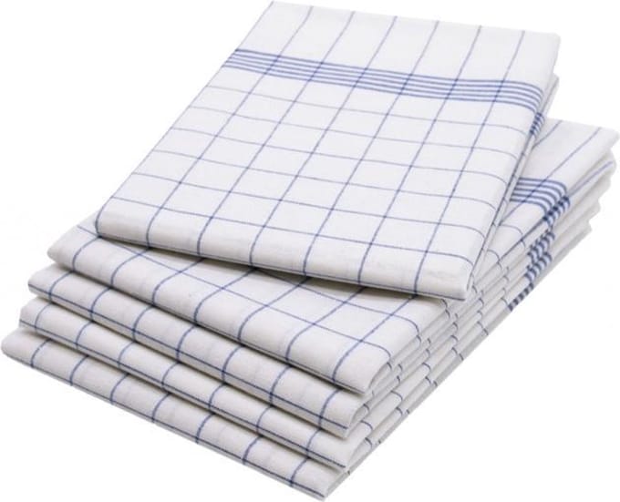 MAUS gastro theedoeken set blauw geruit katoen - 5 stuks