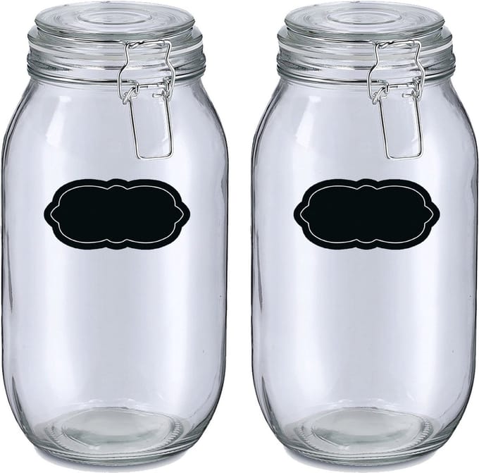 Weckpot/inmaakpot - 4x - 2L - glas - met beugelsluiting - incl. etiketten