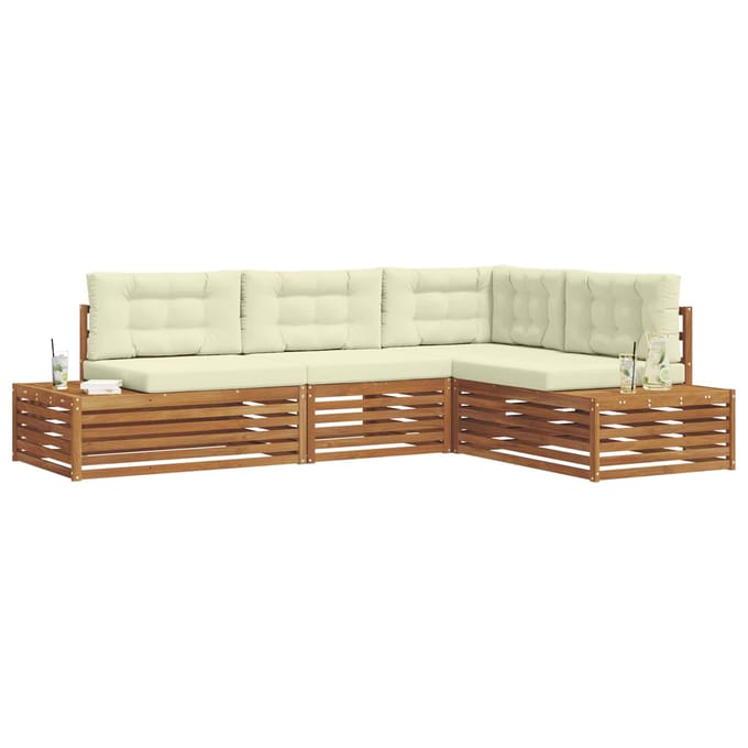 vidaXL - 5 - st - Buiten - bank - set - Massief - Acacia - Hout - en - Polyester