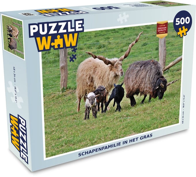 Puzzel Schapen - Gras - Lam - Hoorn - Legpuzzel - Puzzel 500 stukjes