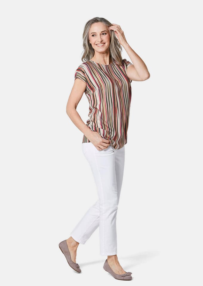 Gedessineerde blouse met gestreepte print - meerkleurig / gestr. - Gr. 21 van Goldner Fashion