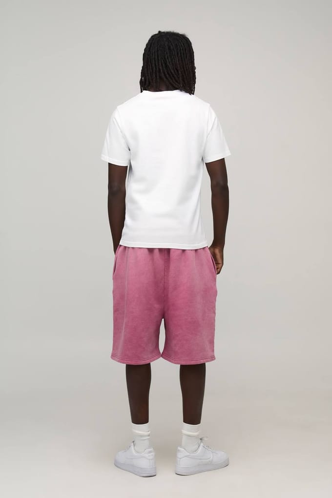 Essentiële Gewassen Oversized Lage Kruis Short | Washed Pink | Size XL