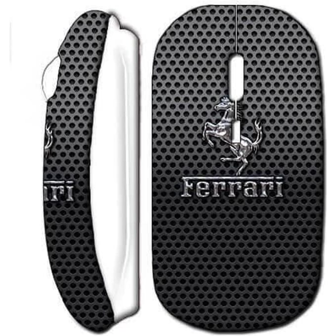 Souris Sans Fil - Ferrari - Effet Métal - Blanc - USB - Compatible Mac et PC
