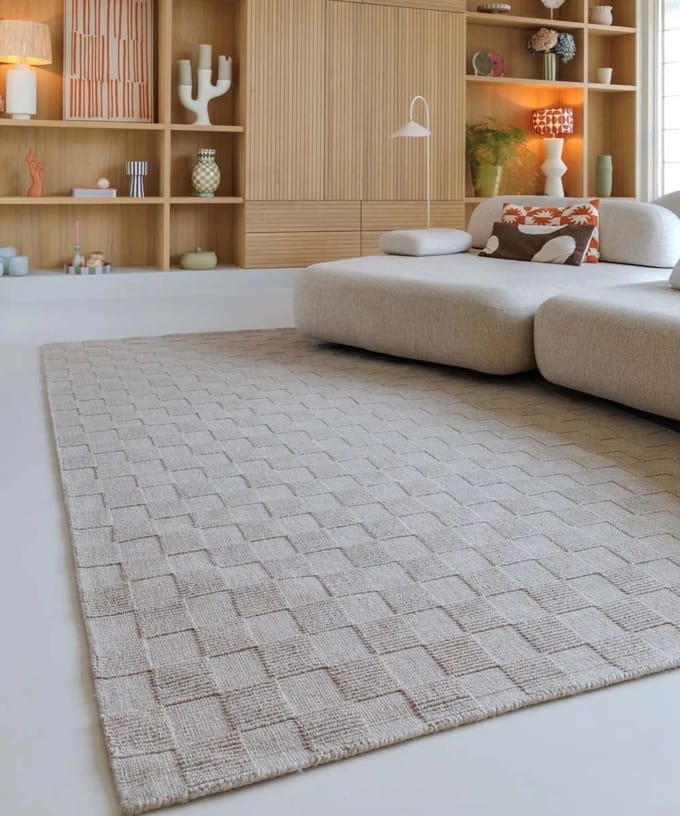 Wollen vloerkleed - Tavle taupe 160x230