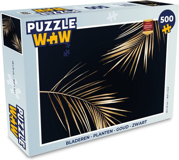 Puzzel Bladeren - Planten - Goud - Zwart - Luxe - Legpuzzel - Puzzel 500 stukjes