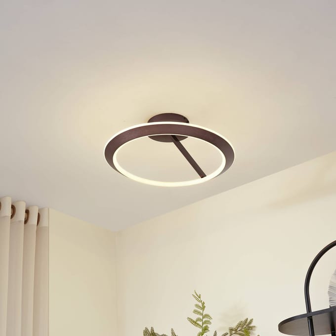 Lucande LED plafondlamp Eldra, koffiebruin, Ø 55 cm, CCT