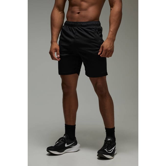 Man Active Zip Pockets 7inch Basic Training Short | Black | Size XS