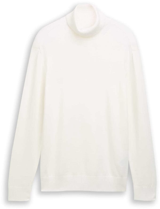 Tom Tailor Denim - Katoenen coltrui - Maat XXL - Wool White