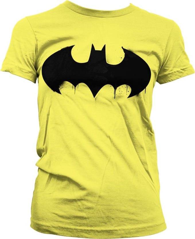 Batman Inked Logo Girly T-shirt voor dames, geel