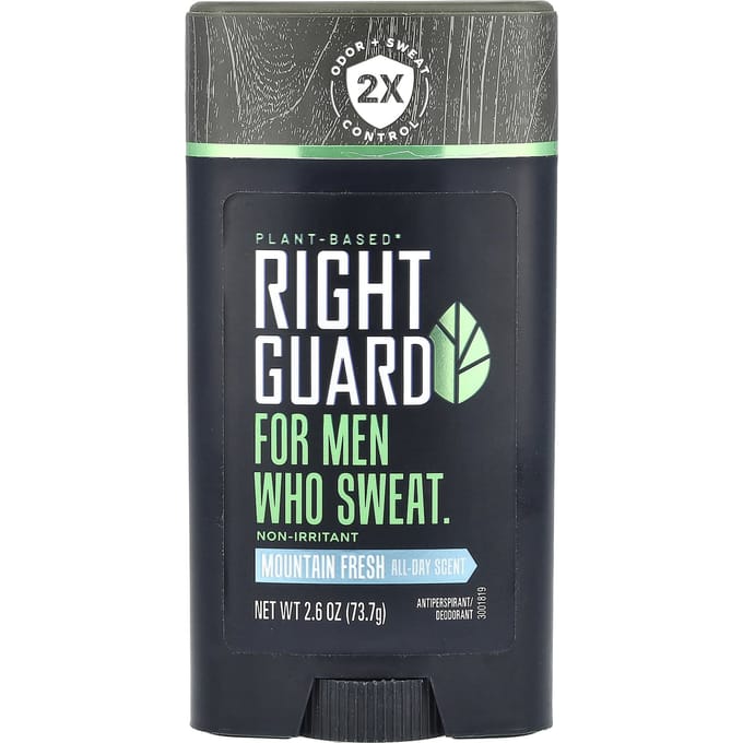 Right Guard, déodorant/antiperspirant d'origine végétale, pour hommes, Fraîcheur Montagne, 2,6 oz (73,7 g) black