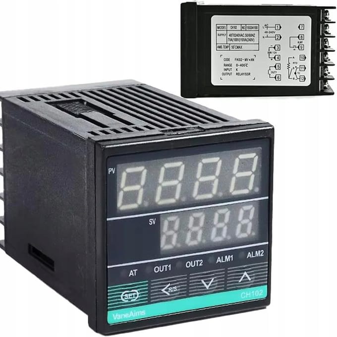 Rosfix Temperatuurregelaar PID CH102FK02-MV*AN - SSR 12VDC Relais 10A - 48x48 mm -199,9–1800°C