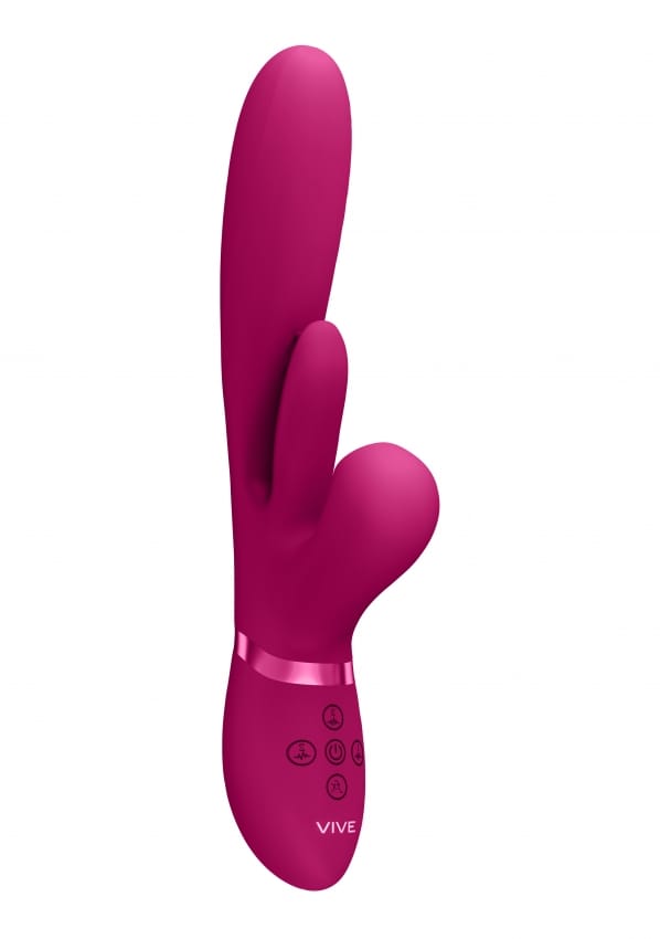 VIVE by Shots - Kura - Thrusting G-Spot Vibrator with Flapping Tongue and Pulse Wave Stimulator - Pink