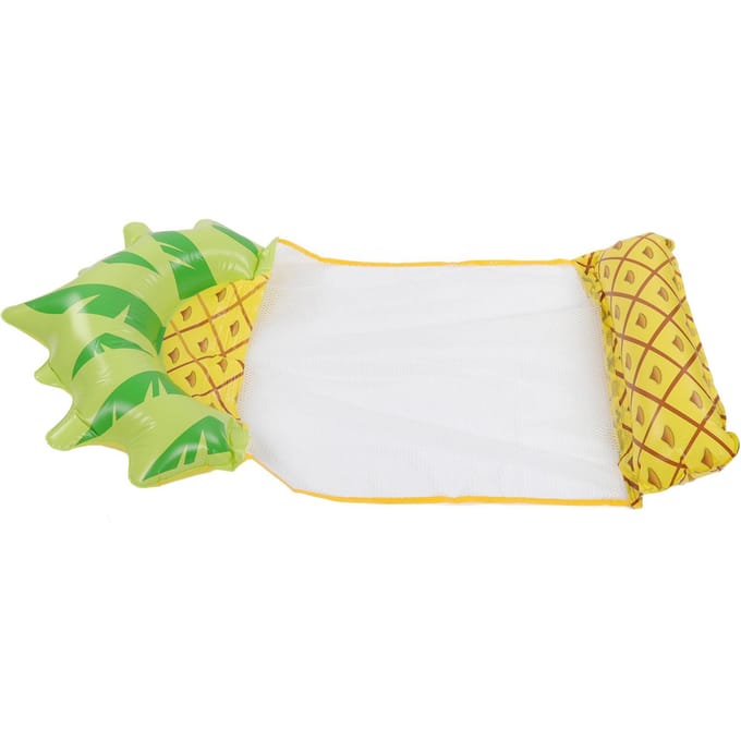 Hamac d'eau Flotteur Transat Motif Fruit Ananas Pliable Multifonction Gonflable Transat Flottant pour Plage Piscine white