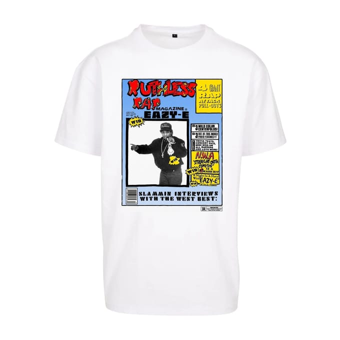 Mister Tee - Eazy-E RAP Magazine Oversize Heren T-shirt - S - Wit