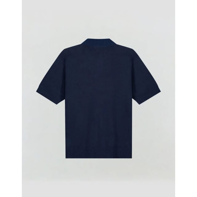 Olaf Linen Knitted Ss Polo Polos Donkerblauw M250702