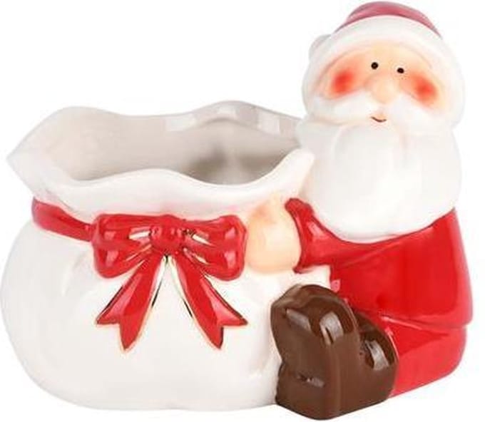 Decoratieve kerstman met voorraad cadeau zak van keramiek