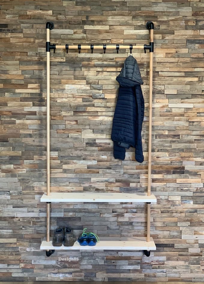 Design85 kapstok hout 100x28x205 cm (bxdxh) onbehandeld hout