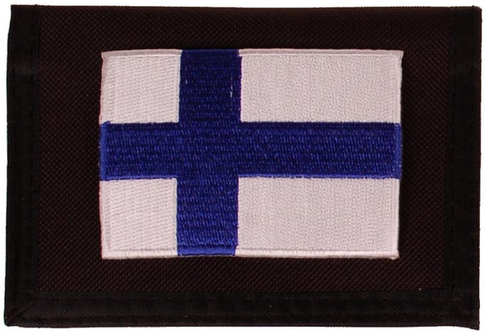 Portemonnee zwart 14x10cm - Vlag Finland - 8x6cm