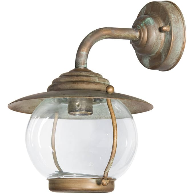 Moretti Luce Olivia buitenwandlamp, IP44, messing, glas