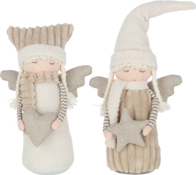 J-Line figuur Jongen En Meisje - texiel - wit/beige - large - 2 stuks