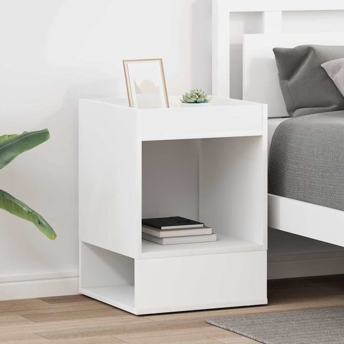 vidaXL - Bijzettafel - 2 - st - Wit - 40 - x - 40 - x - 56 - cm - Bewerkt - hout