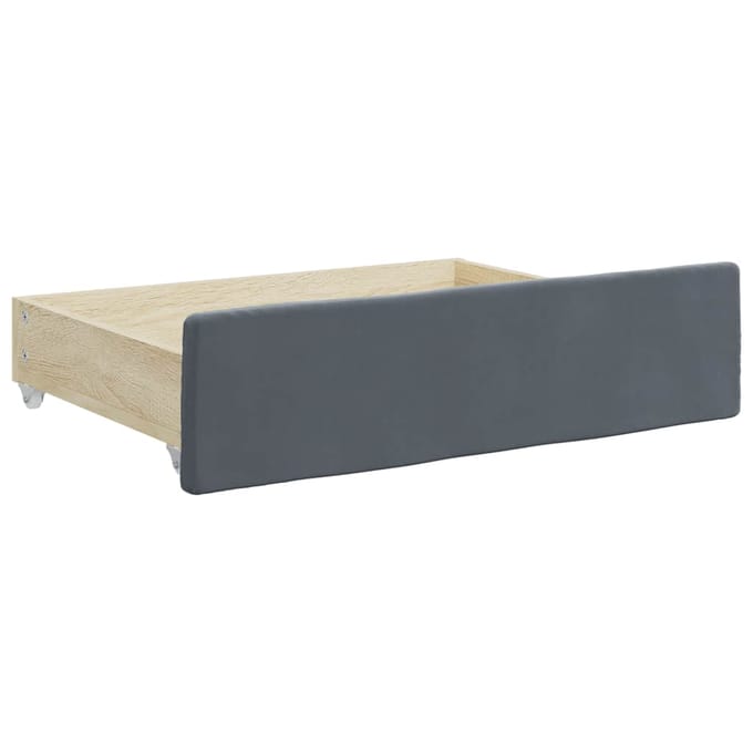 vidaXL Bedlades 2 st Bewerkt hout en fluweel donkergrijs
