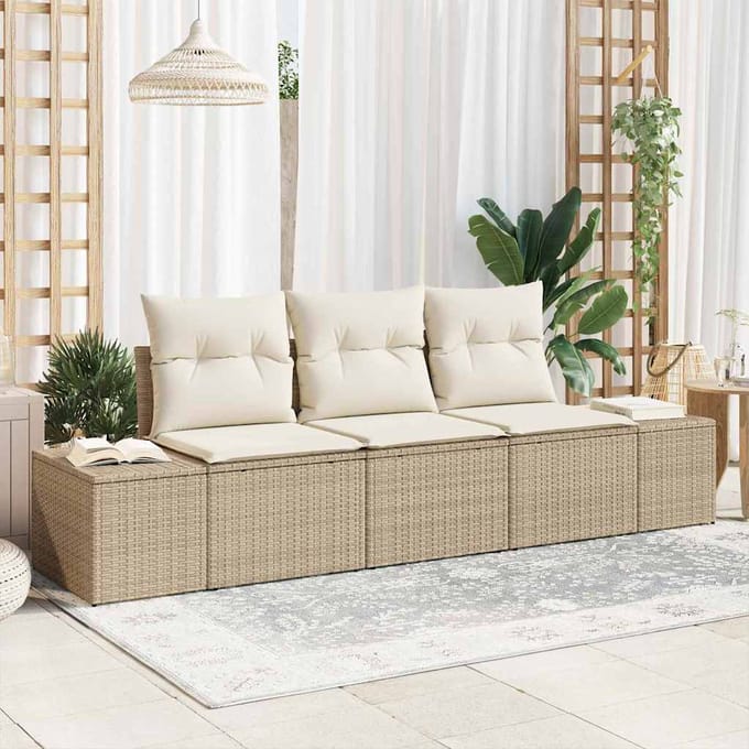 vidaXL - Tuinbank - Set - 3 - st - Beige - en - Crème - poly - rattan