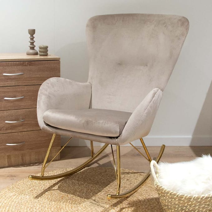 Milton & Oldbrook Velvet Schommelstoel Burgos Beige