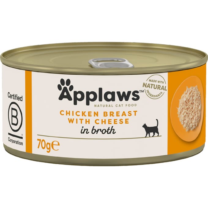 6x70g in Bouillon Kippenborst & Kaas Applaws Kattenvoer