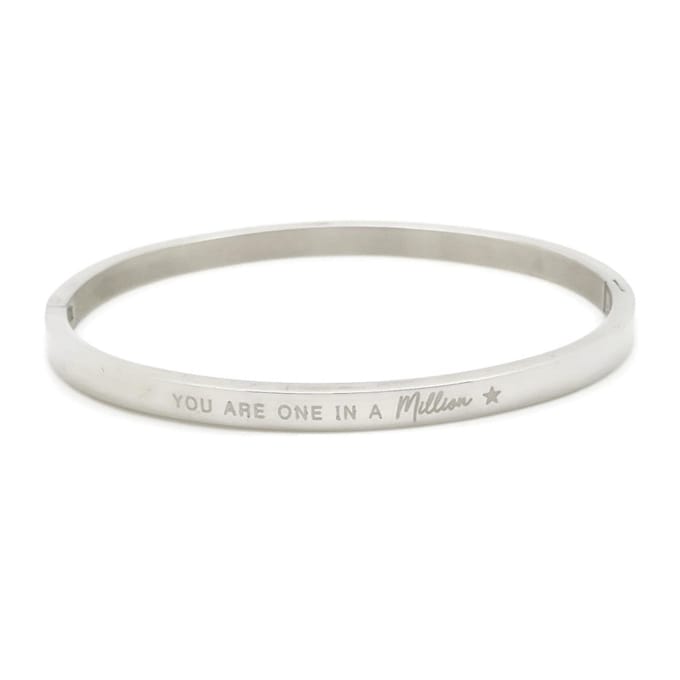 Bangle Steel armband "YOU ARE ONE IN A MILLION" Zilver