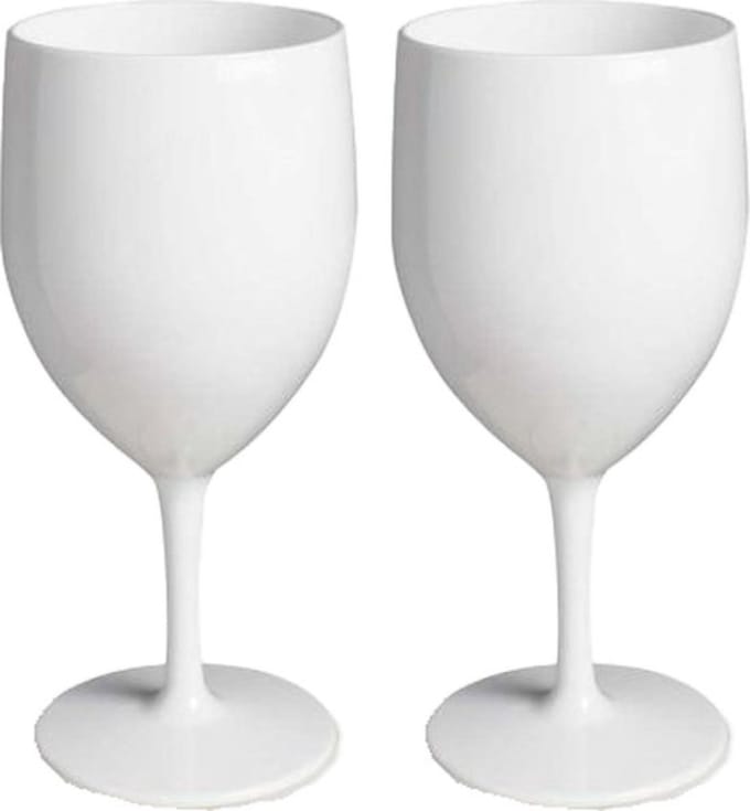 Fjesta© Kunststof Wijnglazen - 27cl - Wit - 2 Stuks