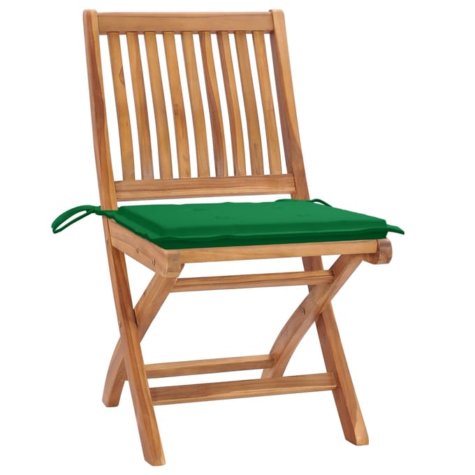 vidaXL - Opklapbare - stoelen - met - kussens, - 8 - stuks, - massief - teakhout