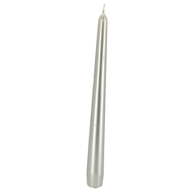 Bolsius - Gotische kaarsen - 245/24 - 4 stuks per verpakking - Special Essentials - Metallic White Silver